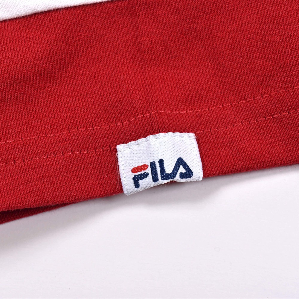 【 FILA × RADCUSTOM 】カラー切り替え ロゴマーク Tシャツ(120~160cm) レッド系 160cm