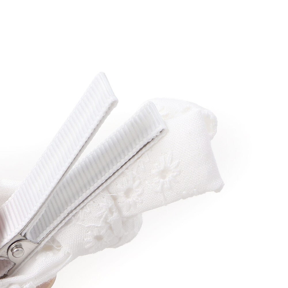 レースリボンヘアクリップ2点セット ホワイト ワンサイズ