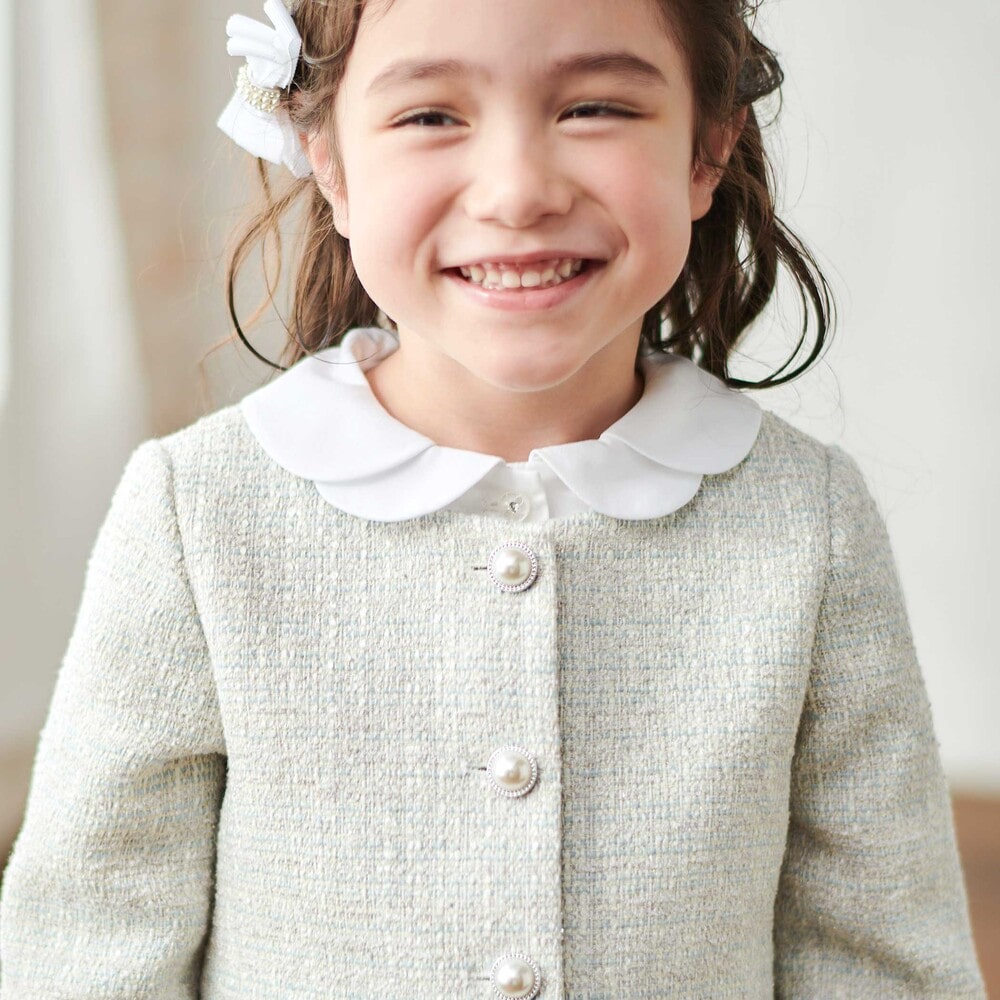 ラメ入りツイードジャケットスカートセットアップ(110~130cm) グレー系 110cm