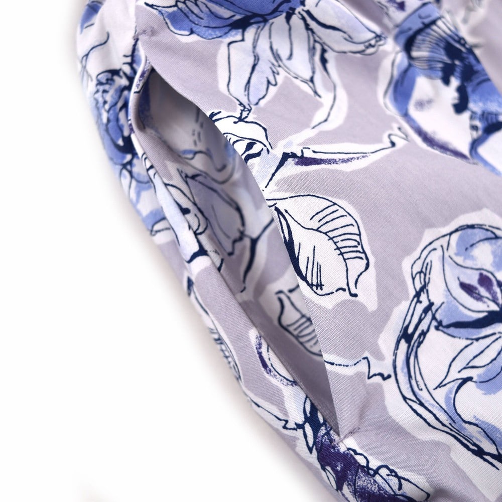 日本製 ローズ 花柄 リボン フェミニン フレア ワンピース (110cm~130cm) パープル系 130cm