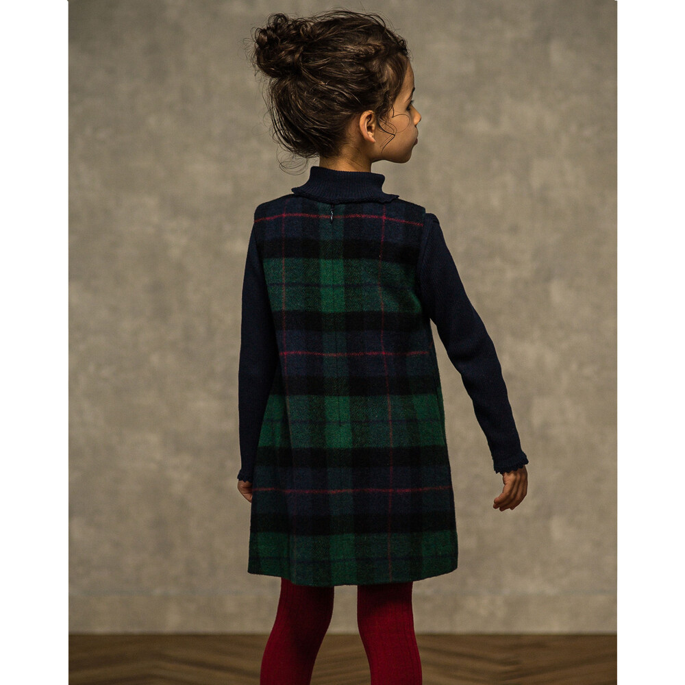 【 お揃い 】 【 日本製 】 シャギー チェック ジャンパースカート (90~140cm) ネイビー系 90cm