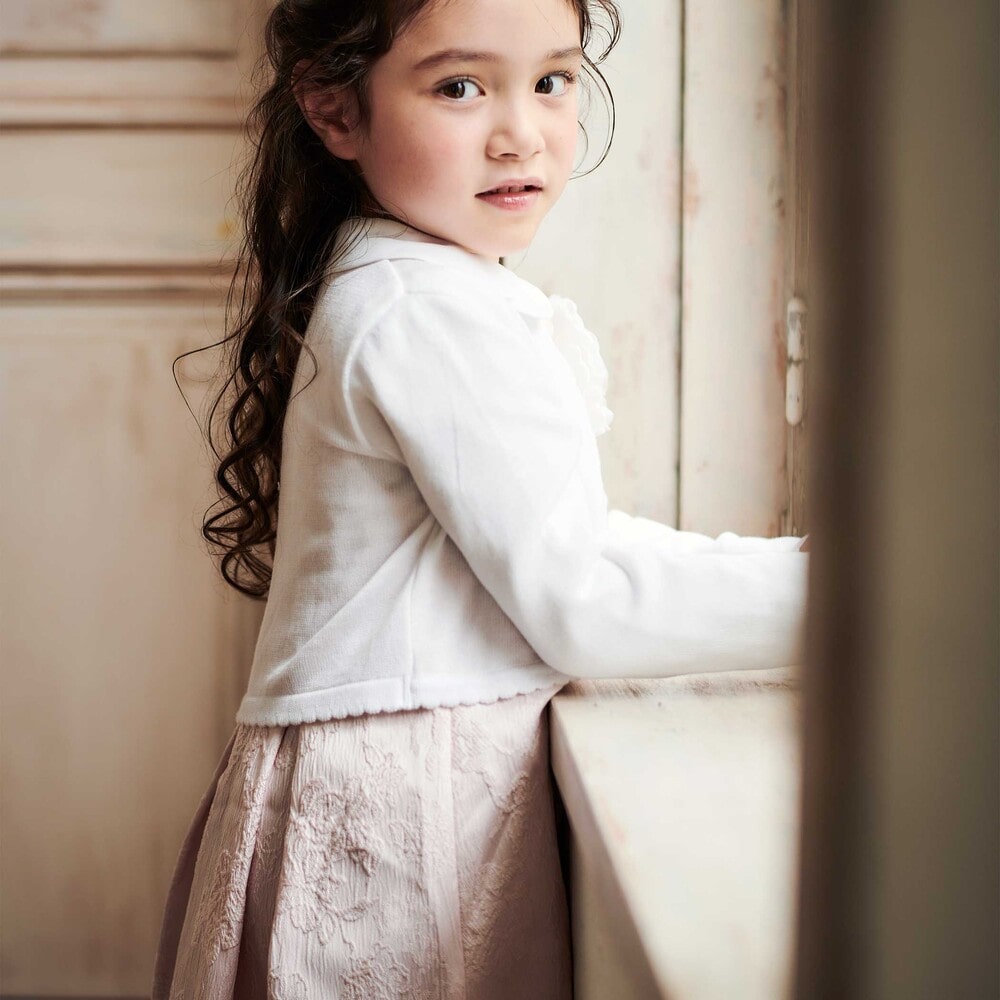 【日本製】ジャガードフラワータック入りジャンパースカート(110~130cm) ピンク系 110cm