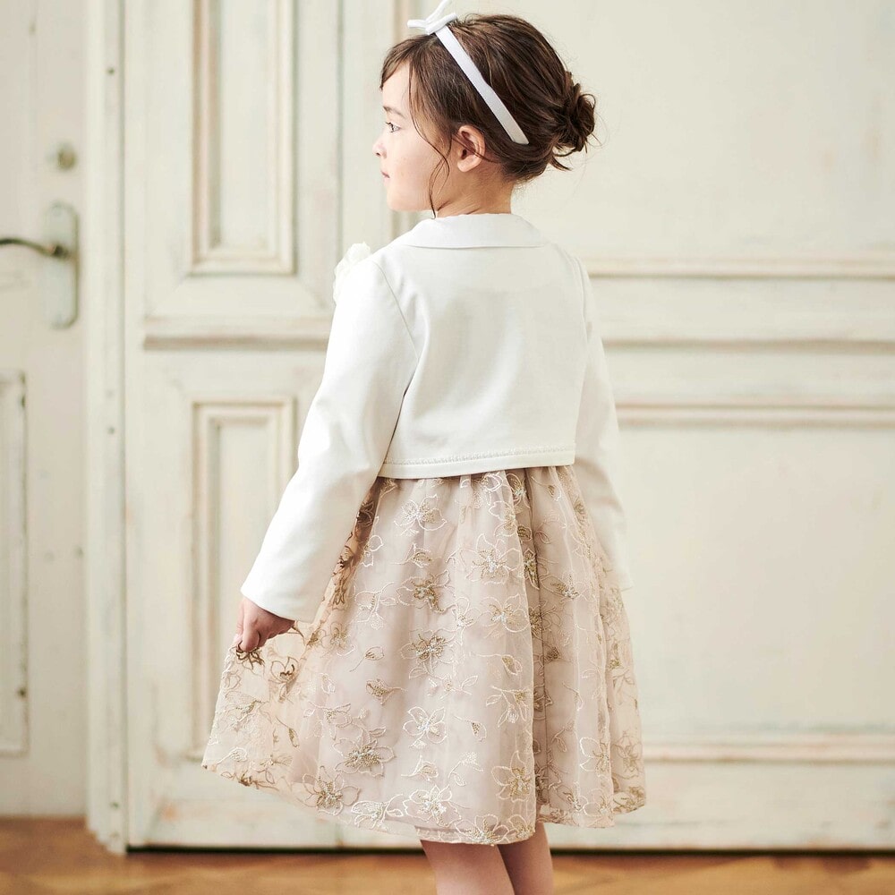 ストレッチポンチレース付きジャケット(110~130cm) ホワイト 110cm