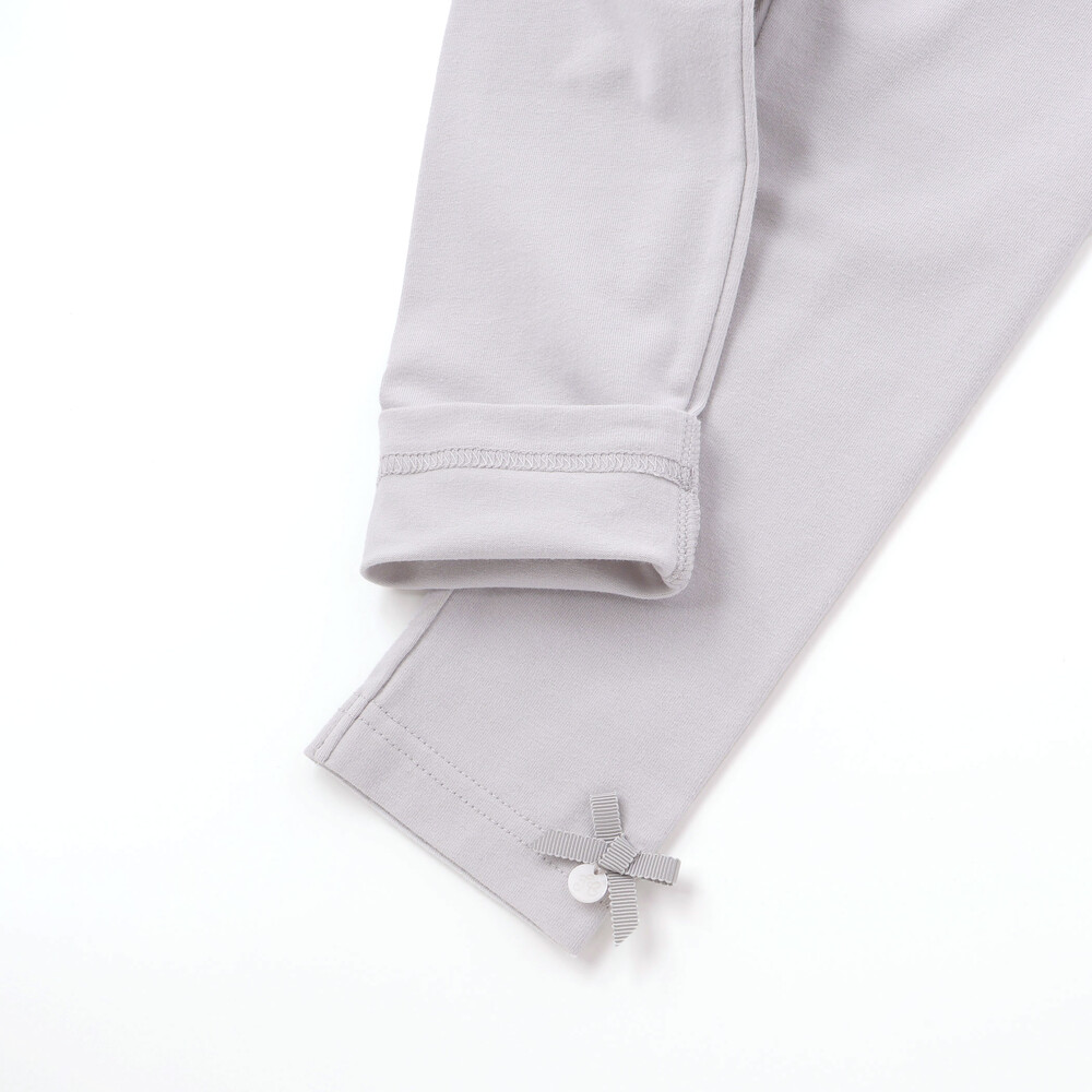 ストレッチ ベア天竺 裾リボン付きレギンス(80~140cm) ピンク SSS