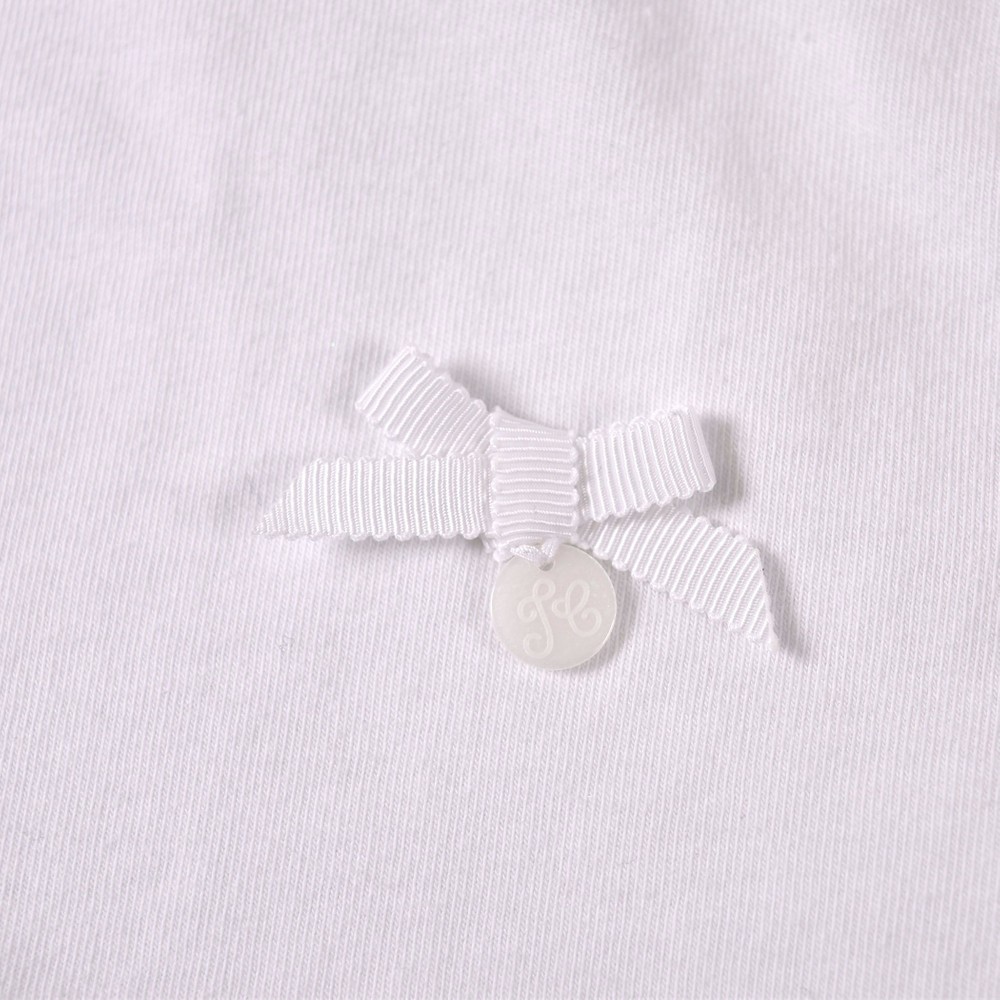 スカラップ リボン ソフト フェミニン Tシャツ (80cm~100cm) ホワイト 100cm