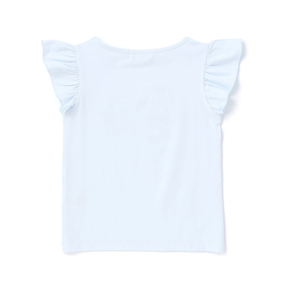 ベア天竺 袖フリルプリントTシャツ(90~140cm) ブルー 90cm