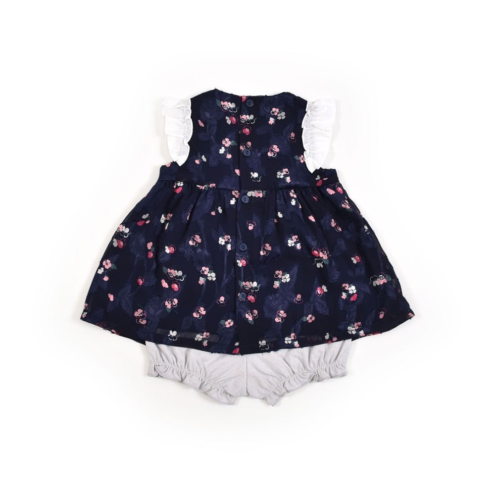 シフォンカット 花柄 ブルマ付き 半袖 ワンピース (70~90cm)(S