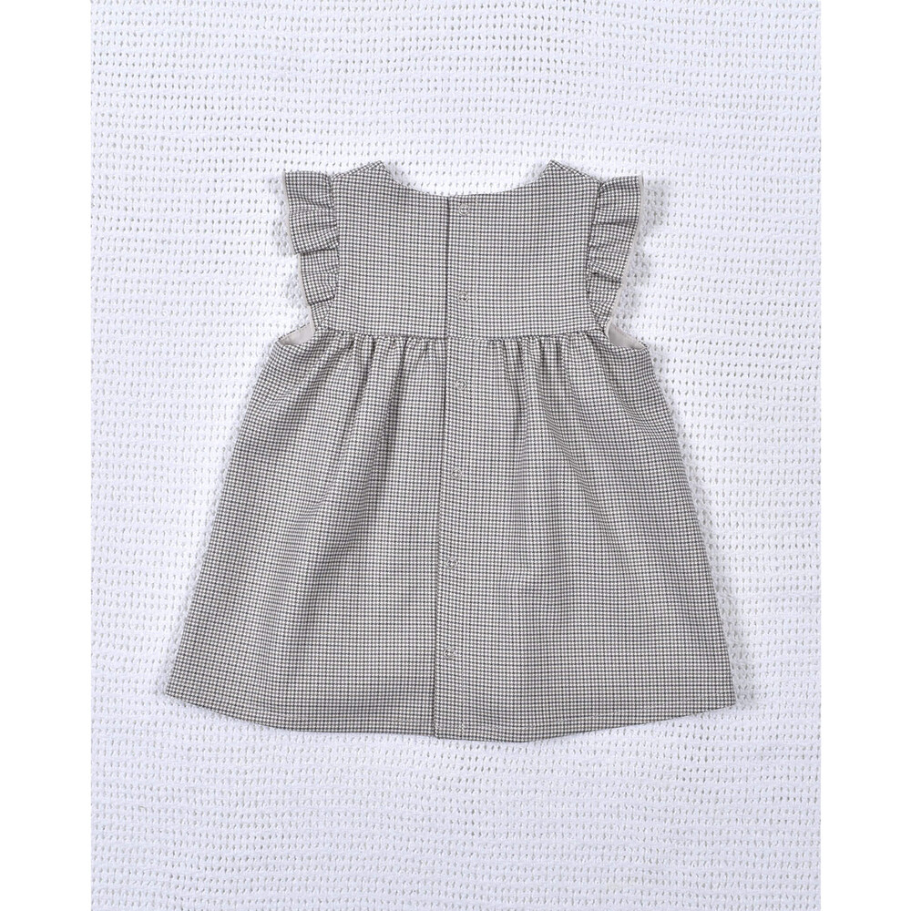 千鳥 柄 フリル 袖 ワンピース (70~90cm)(S(70-80cm) グレー系