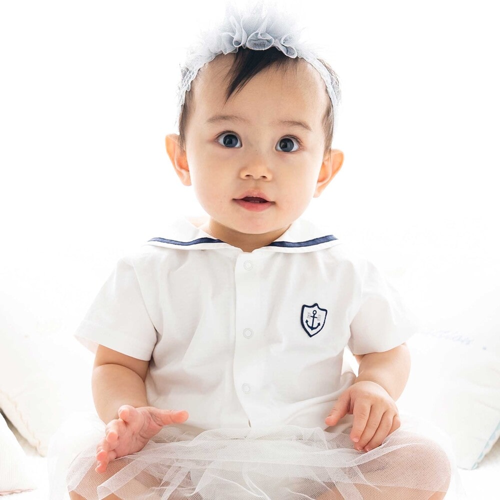 【お揃い】天竺マリンブラウスベビー(70~90cm) ホワイト S(70-80cm)