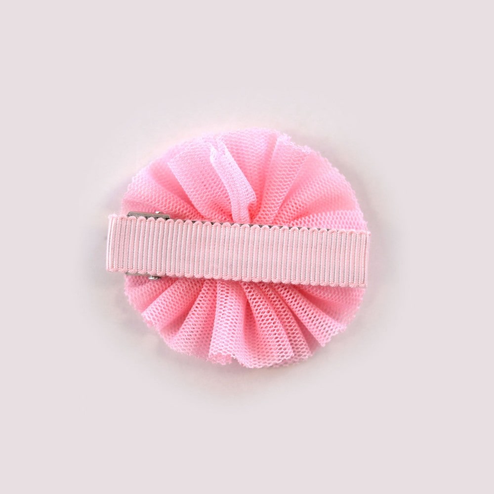 チュール花柄ヘアクリップ(ﾜﾝｻｲｽﾞ イエロー系): 新生児/ベビー【べべ
