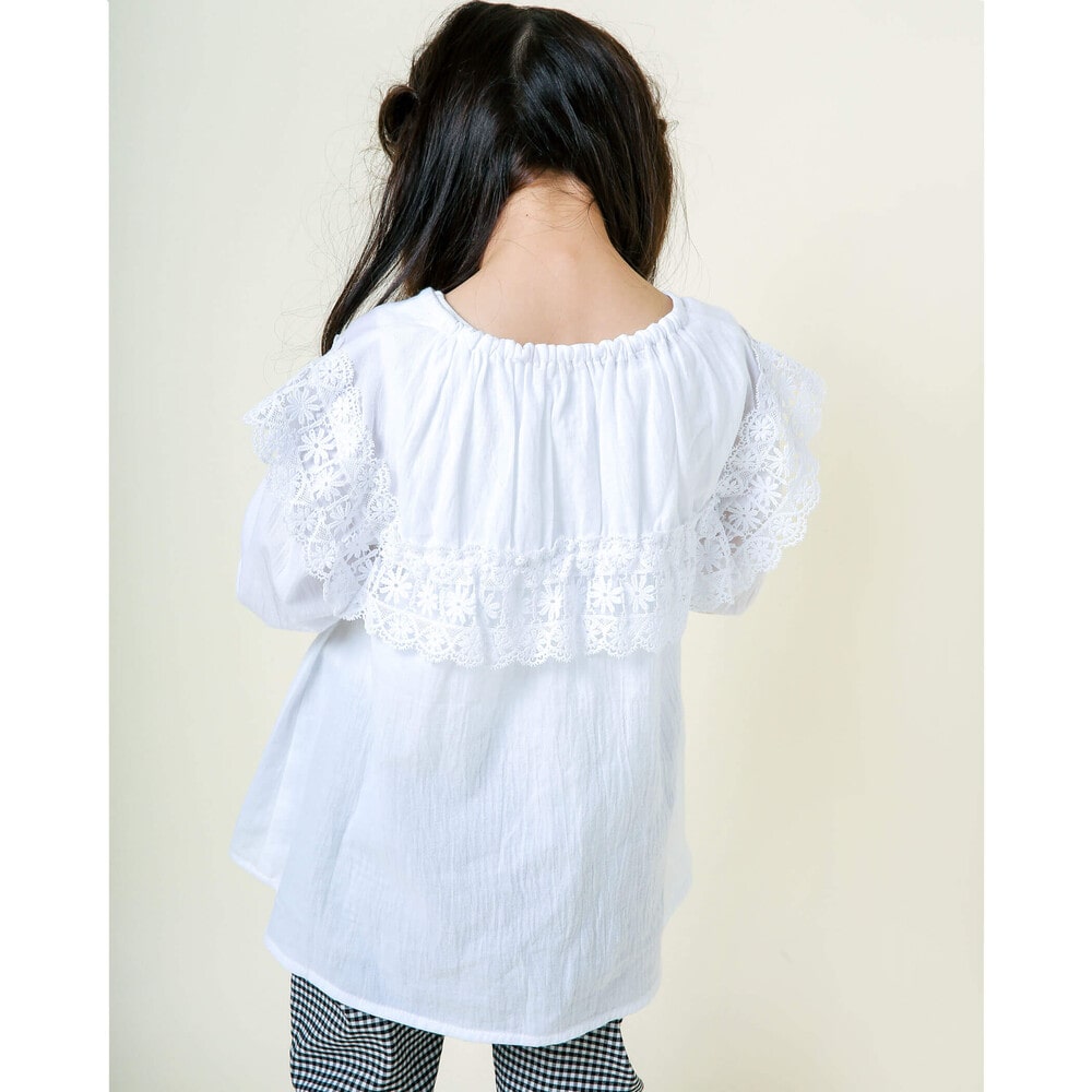 Bebe べべ Bebe Mall Official Online Store2点セット インナー付き ガーリー レースブラウス 90 130cm 90cm オフホワイト セット ベベ モール オフィシャルオンラインストア