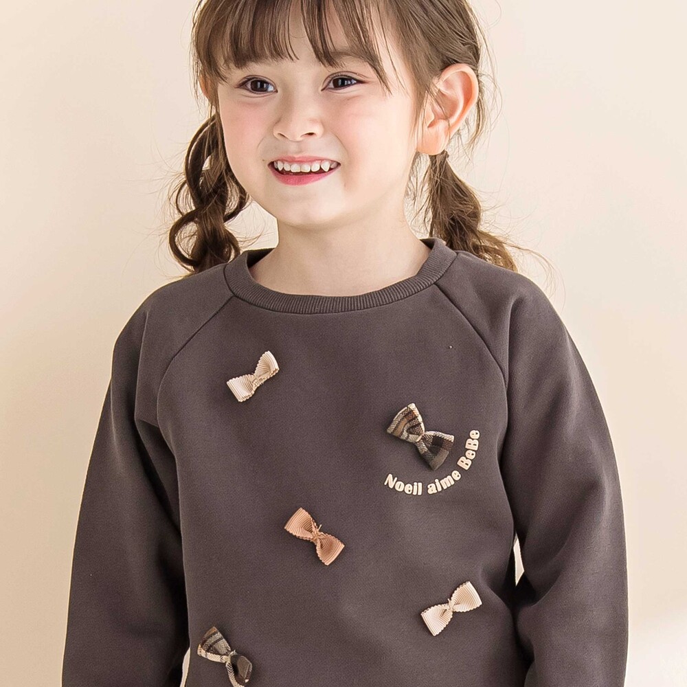 裏毛起毛リボン付きトレーナー(80~130cm) ボルドー 80cm