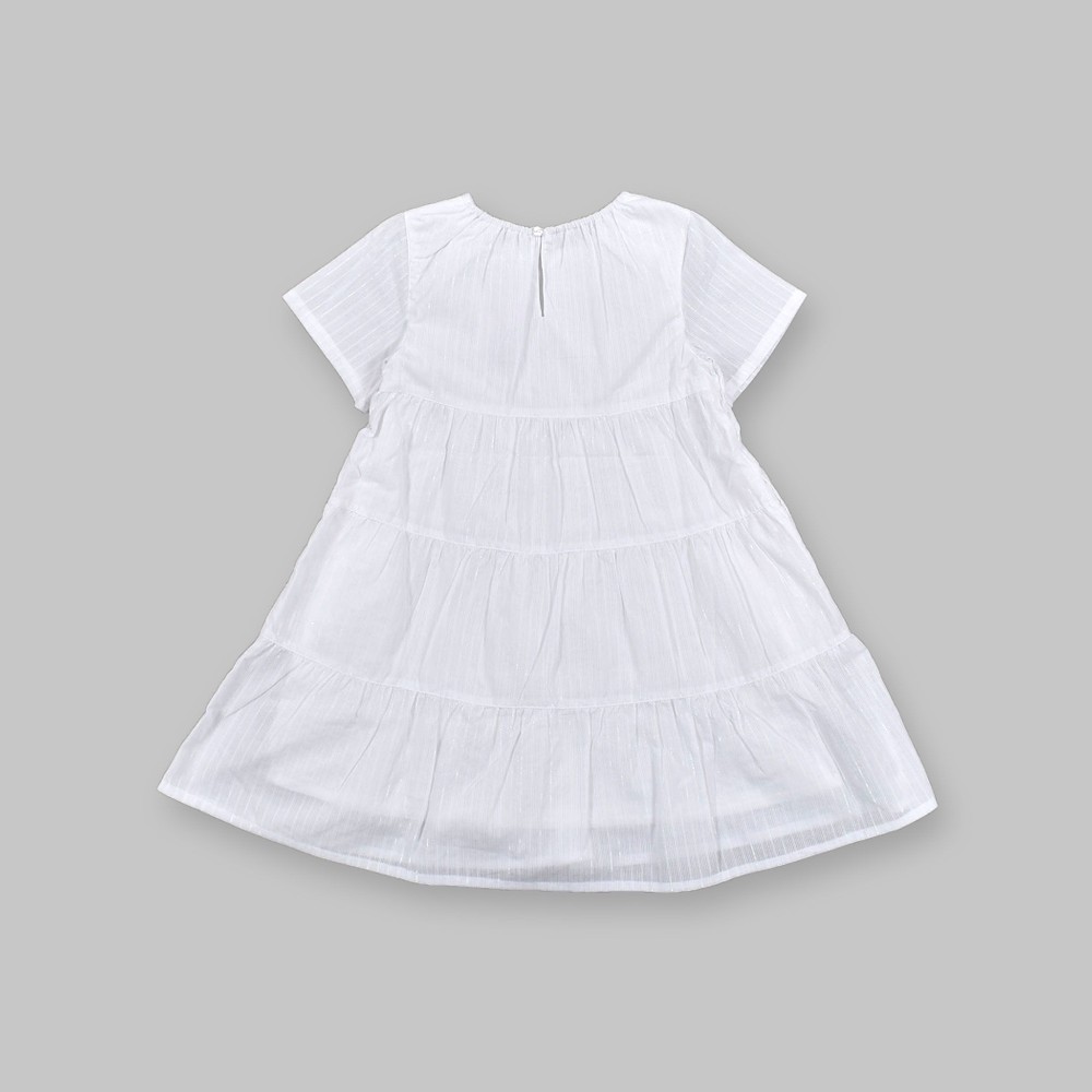 ストライプ ティアード 裏地付 ワンピース (90~130cm) オレンジ系 130cm