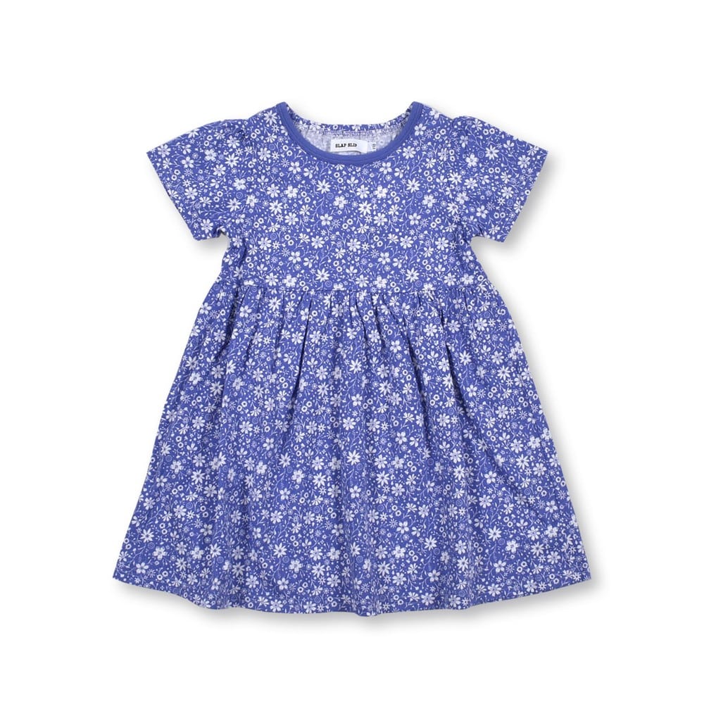 花柄 柄 プリント 天竺 ワンピース (80~130cm) ネイビー系 80cm