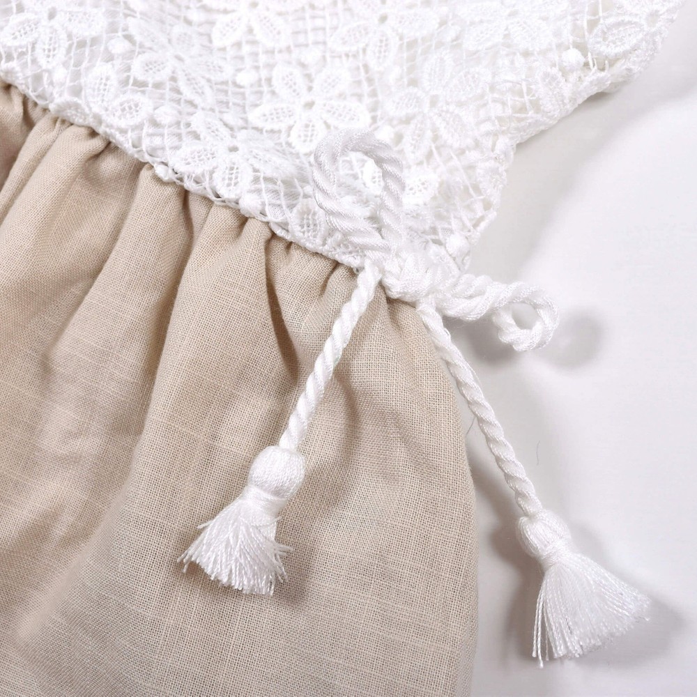 かぎ編み風 切り替え 布帛 ワンピース(80~130cm) パープル 110cm