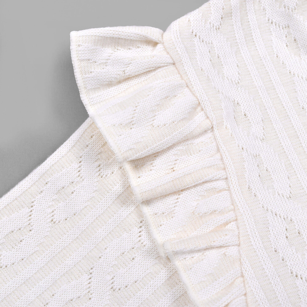 うさぎ パッチ ケーブル 接結 ワンピース (80~130cm) オフホワイト 110cm