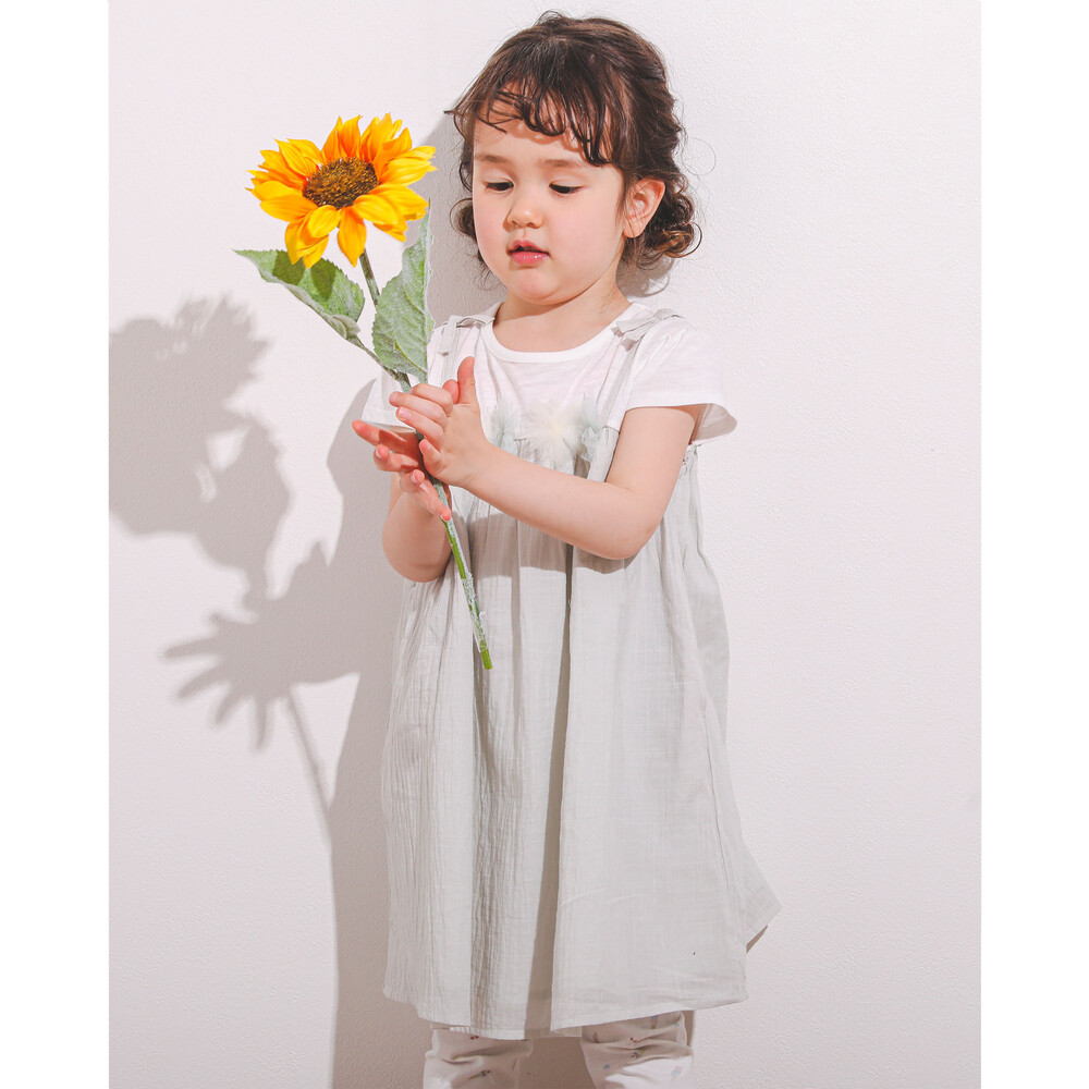 花 モチーフ チュール ドッキング キャミ ワンピース (80~130cm) ピンク 100cm