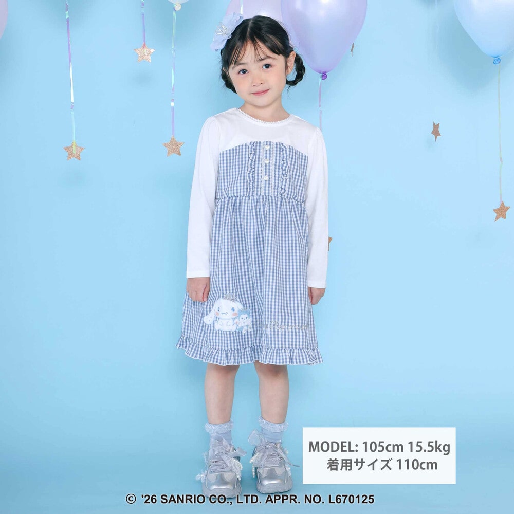 【サンリオキャラクターズxSLAPSLIP】チェックスカートドッキングワンピース(80~130cm) ブラック系 80cm