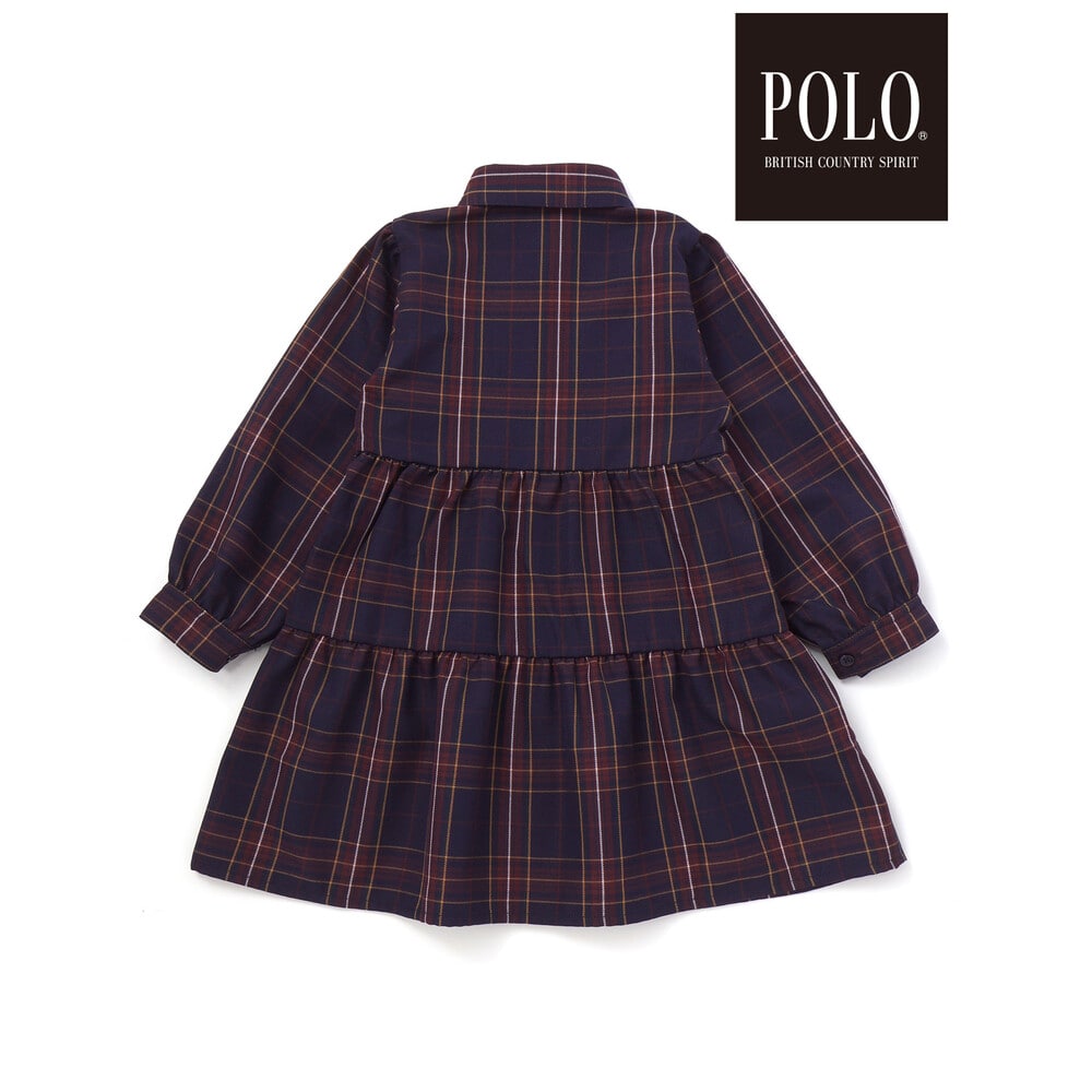 【POLO BCS(ポロ・ビーシーエス)×SLAP SLIP】チェック切り替えワンピース(80~130cm) ネイビー系 80cm