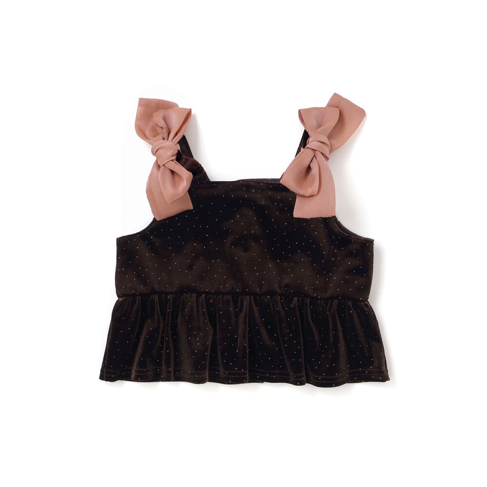 きらめくラメドットベロアビスチェセットアップ(90~130cm) ブラウン 90cm