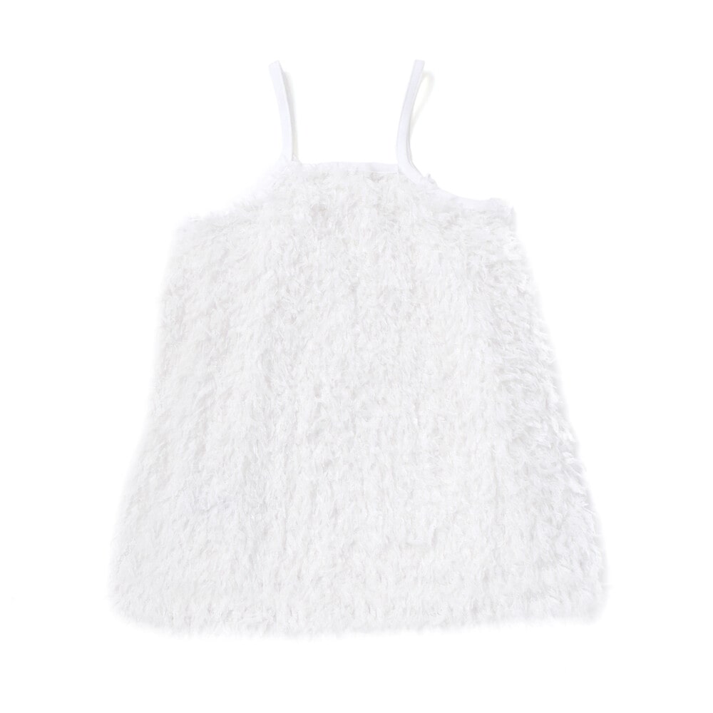 キラキラモチーフ長袖Tシャツ+ファーキャミワンピセット(90~130cm) 薄ブルー×オフホワイト 90cm