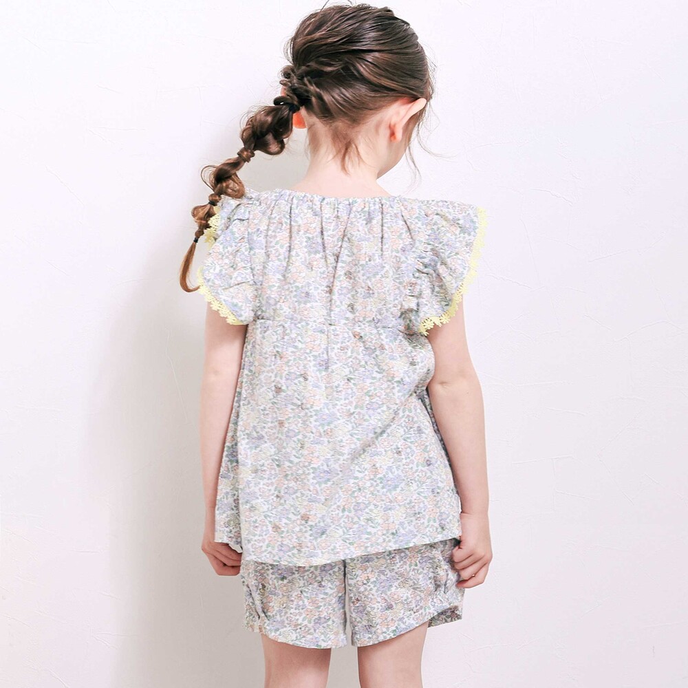 花柄チュニック+ショーパンセットアップ(80~130cm) イエロー系 80cm