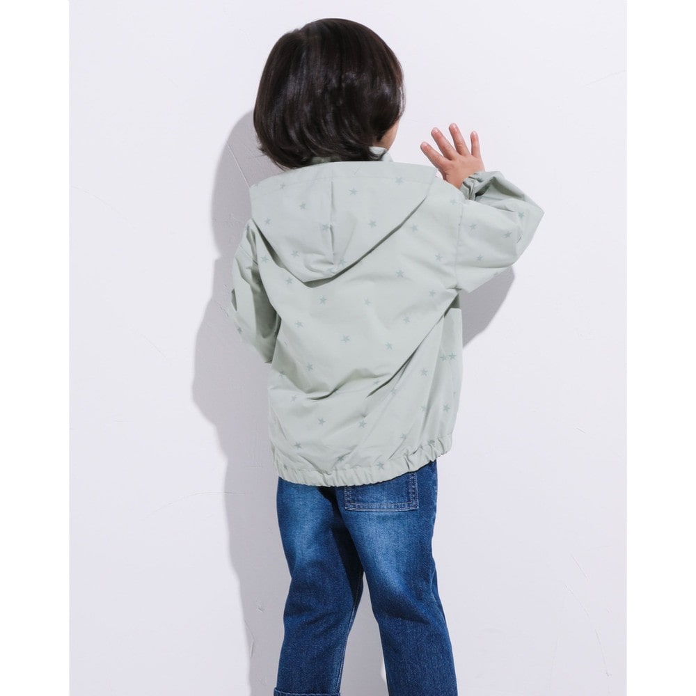 星柄 フード 取り外し 裏地 メッシュ ジャケット (80~130cm) ベージュ 110cm