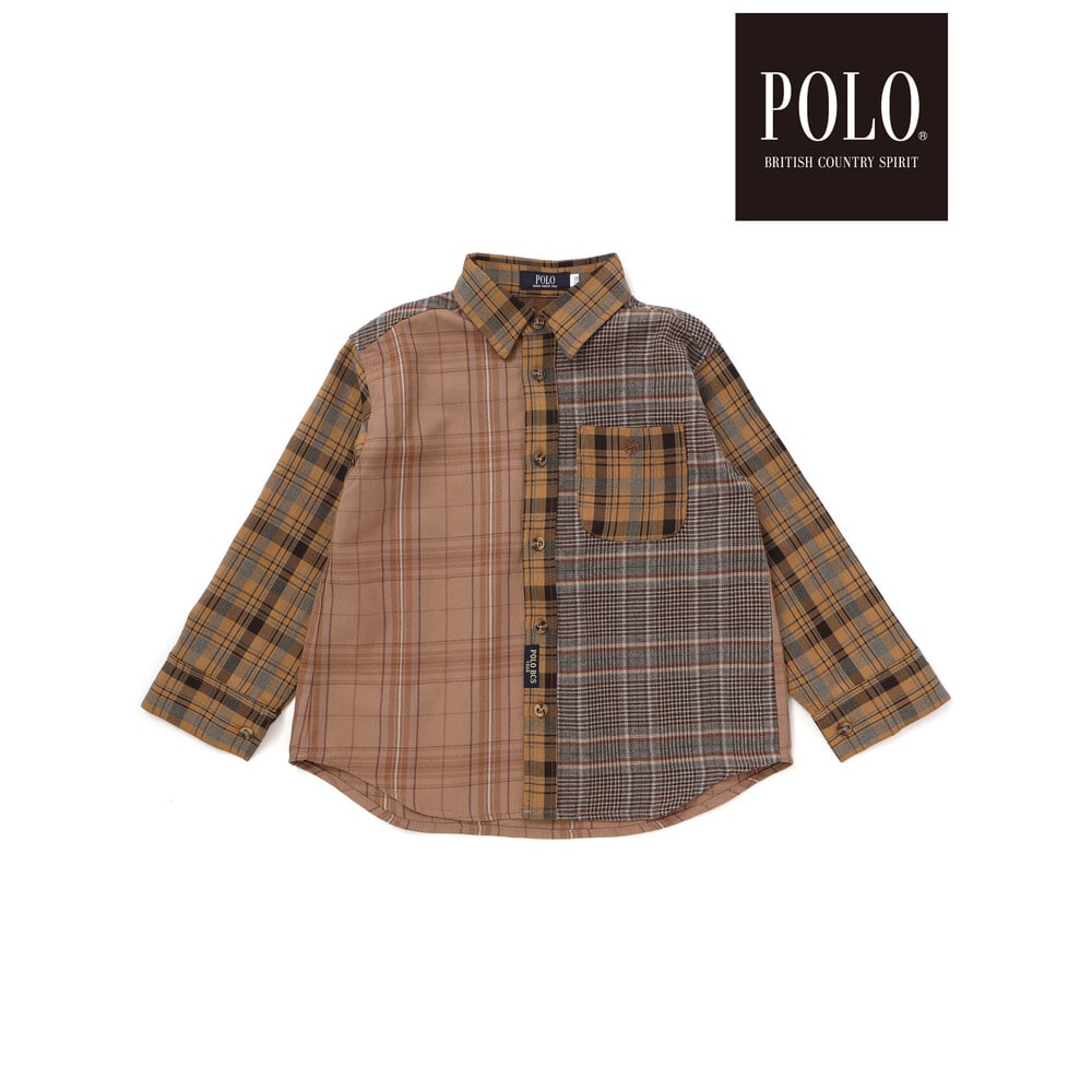 【POLO BCS(ポロ・ビーシーエス)×SLAP SLIP】切り替えシャツ(80~130cm) ベージュ系 80cm