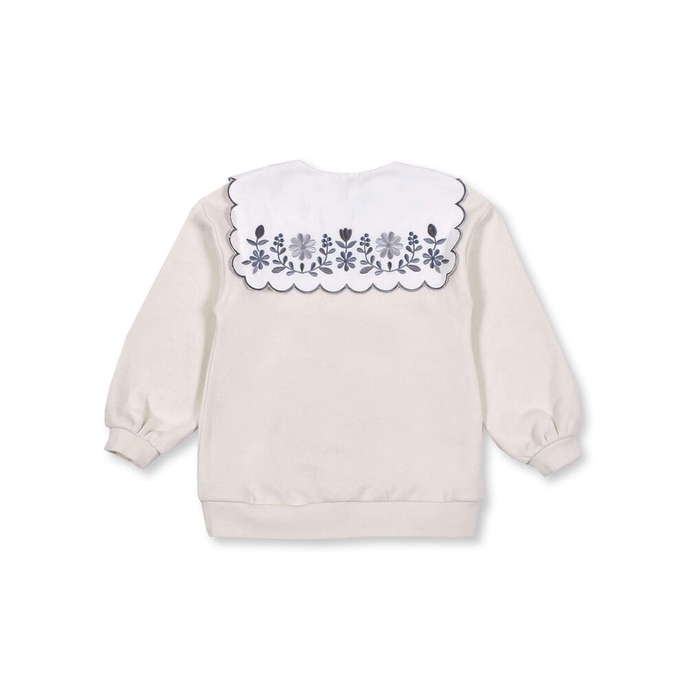 スカラップ 襟 花 刺繍 裏毛 トレーナー 80 130cm 80cm オフホワイト トップス 子供服べべの公式通販サイト Bebe Mall