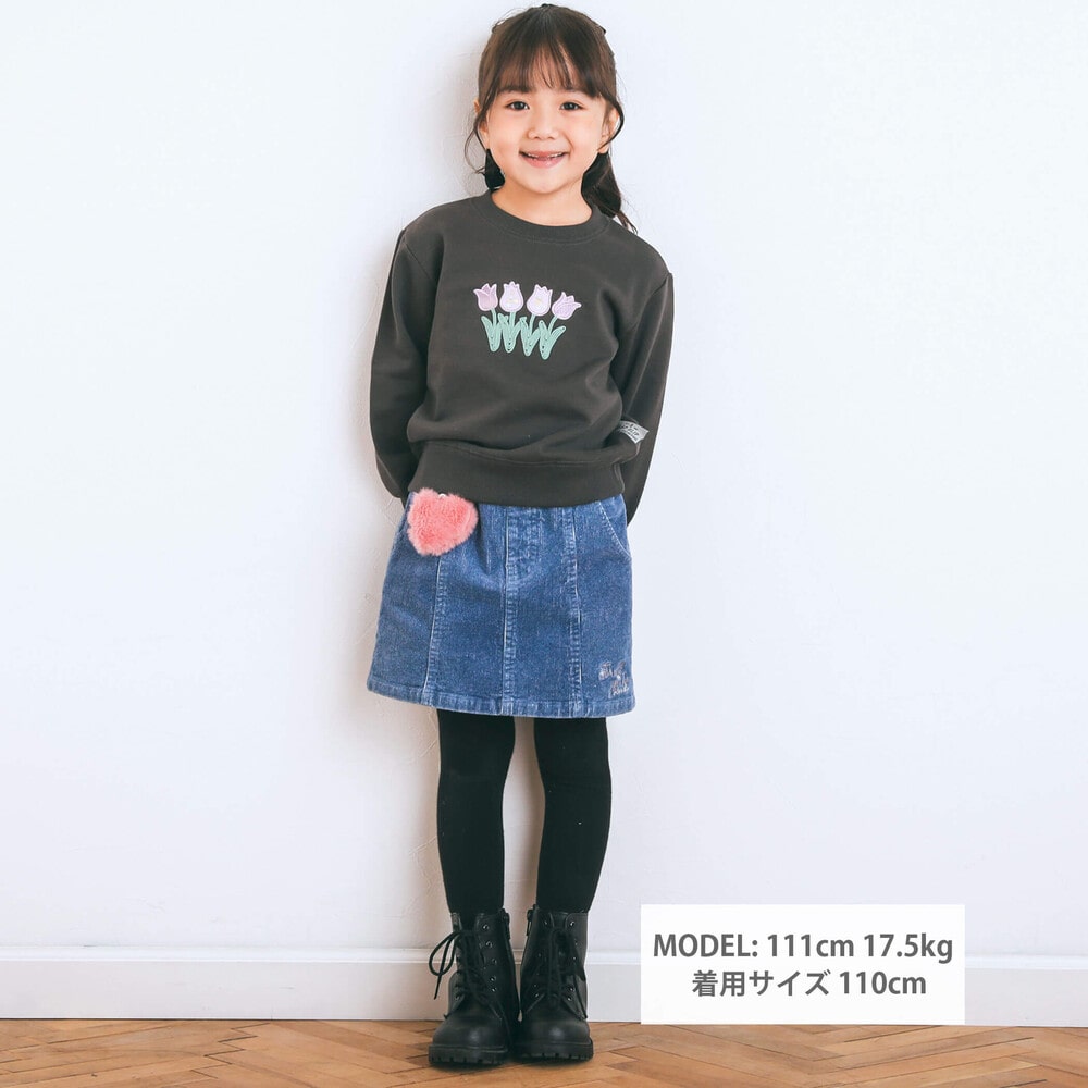 【宮城舞さん×SLAPSLIP】車ハートチューリップ立体モチーフトレーナー(80~130cm) ピンク 80cm