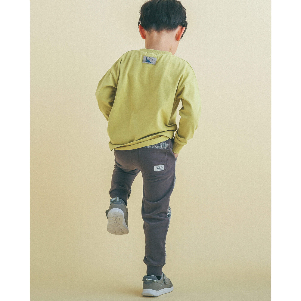 チェック × 無地 ポケット パッチ ロングパンツ (80~130cm) グレー系 100cm