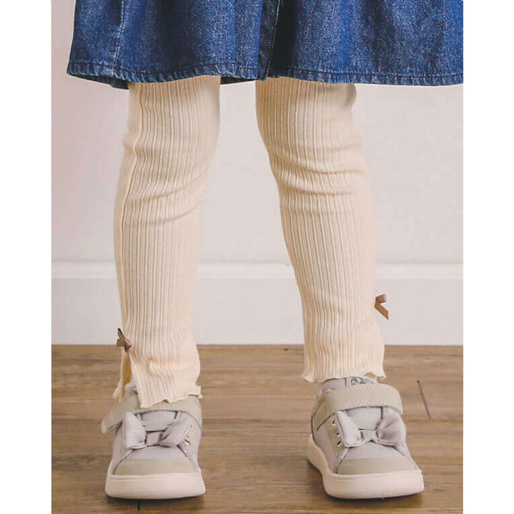 スリット 入り リボン テレコ レギンス (80~130cm)(80cm オフホワイト): ボトム-子供服べべの公式通販サイト 「BEBE MALL」