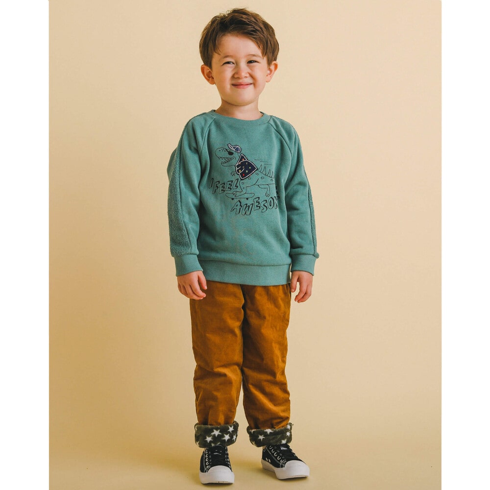 リバーシブル コールテン × 星 ボア モンスター 刺繍 パンツ (80~130cm) グレー 80cm