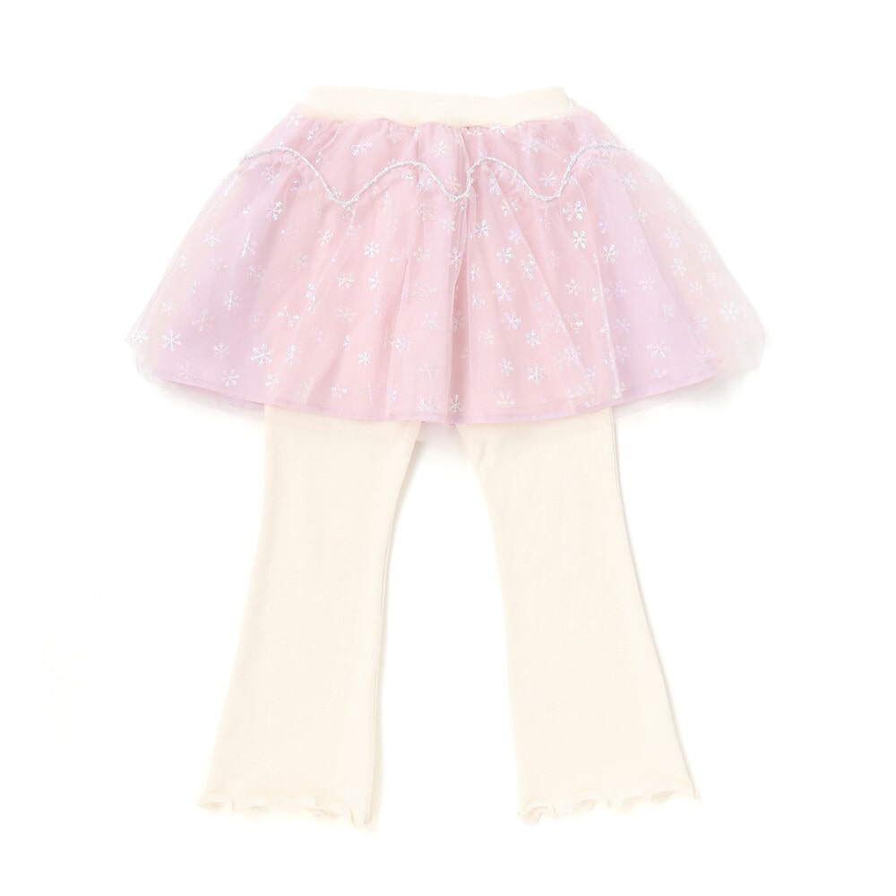 ふわふわドット雪柄チュールセミフレアスカッツ(80~120cm) ブルー 80cm