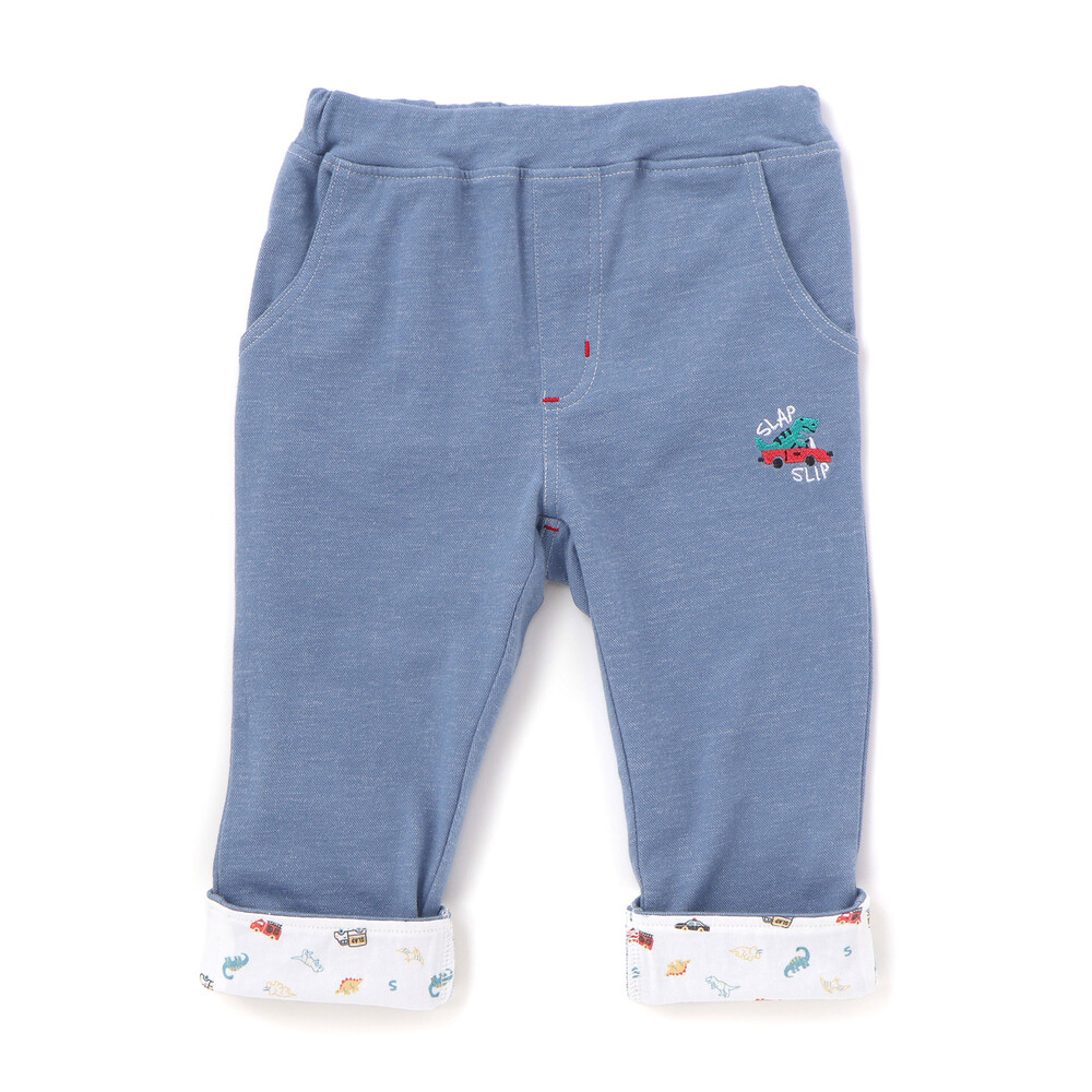 裾折り返し7分丈ツイルパンツ(80~120cm) ブルー 80cm