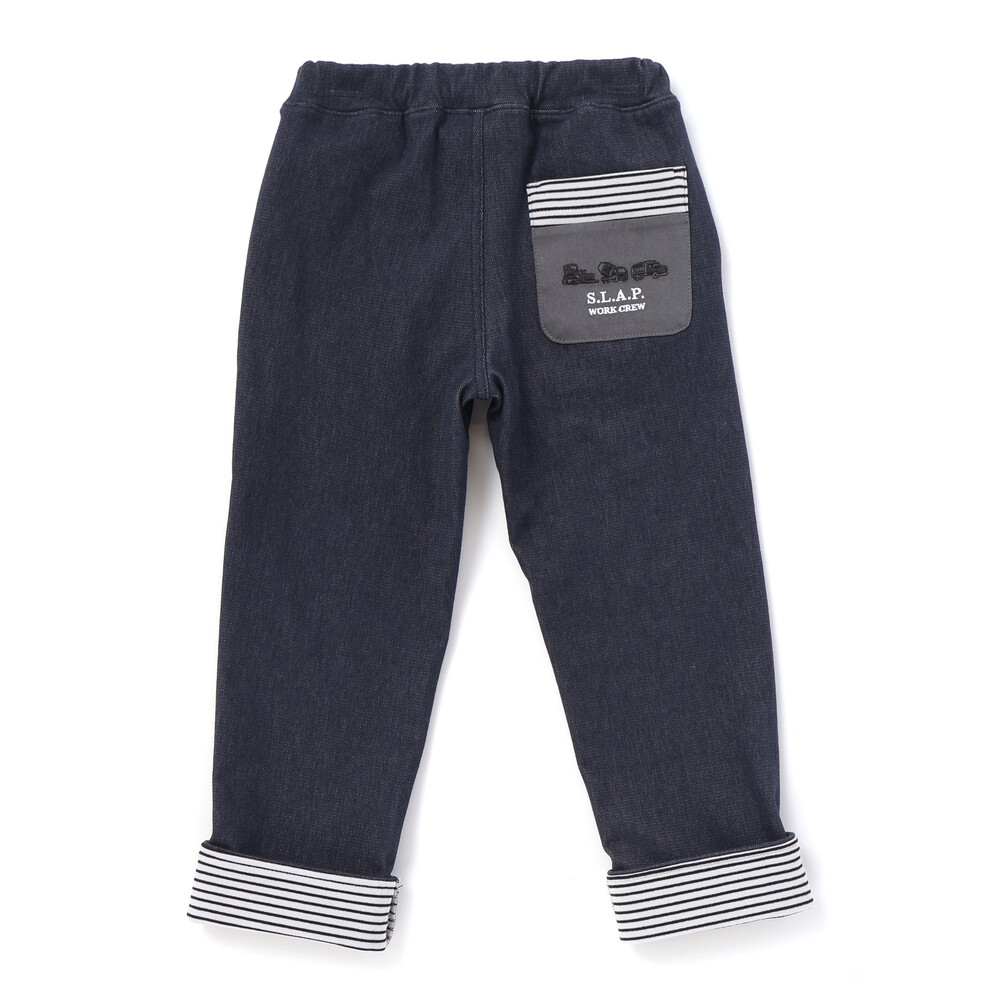 配色ツイル裏起毛ロングパンツ(80~130cm) ネイビー 80cm