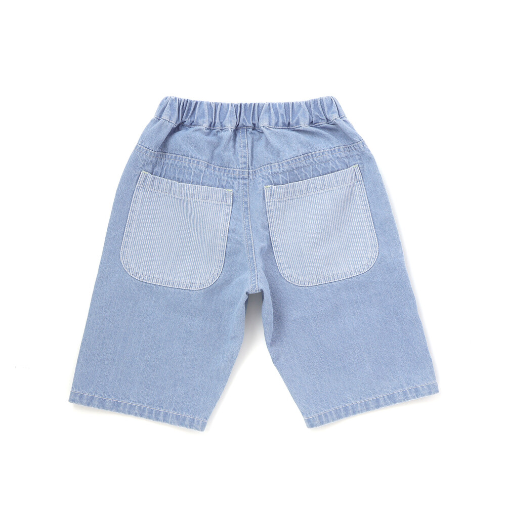 フルーツ昆虫パッチストライプ切り替え5.5分丈デニムパンツ(80~130cm) ブルー 80cm