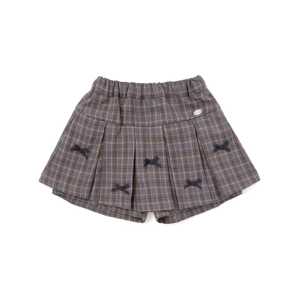 プリーツチェック柄スカパン(90~130cm) グレー系 90cm