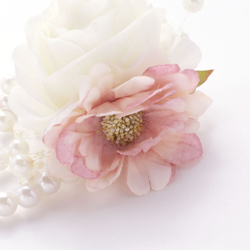 フラワーパール風ビーズコサージュ ブルー ワンサイズ