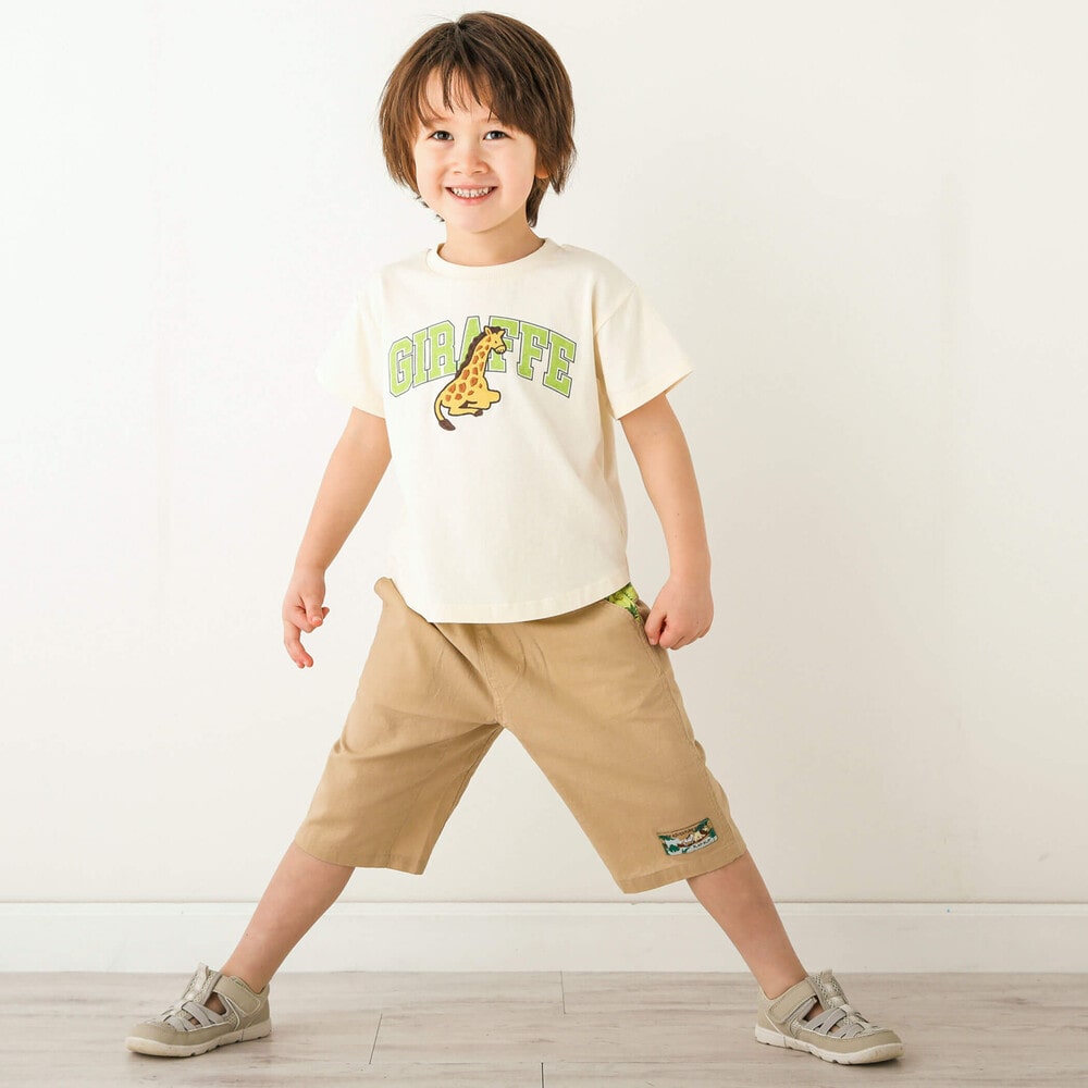 アニマルパッチ半袖Tシャツ(80~130cm)(80cm オレンジ(チーター 