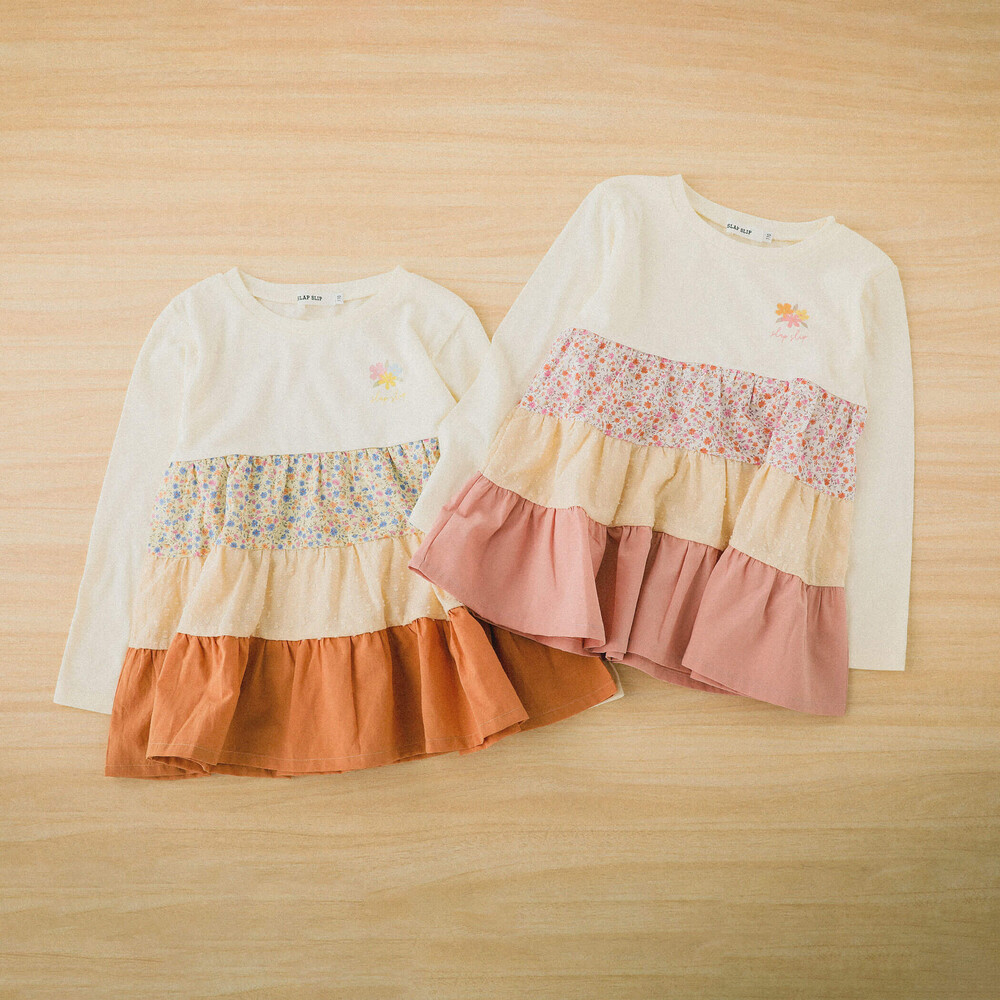 お揃い】花柄レース生地切替ティアード長袖Tシャツ(80~130cm)(80cm ピンク系): トップス【べべモール公式】-子供服べべの公式通販サイト  「BEBE MALL」