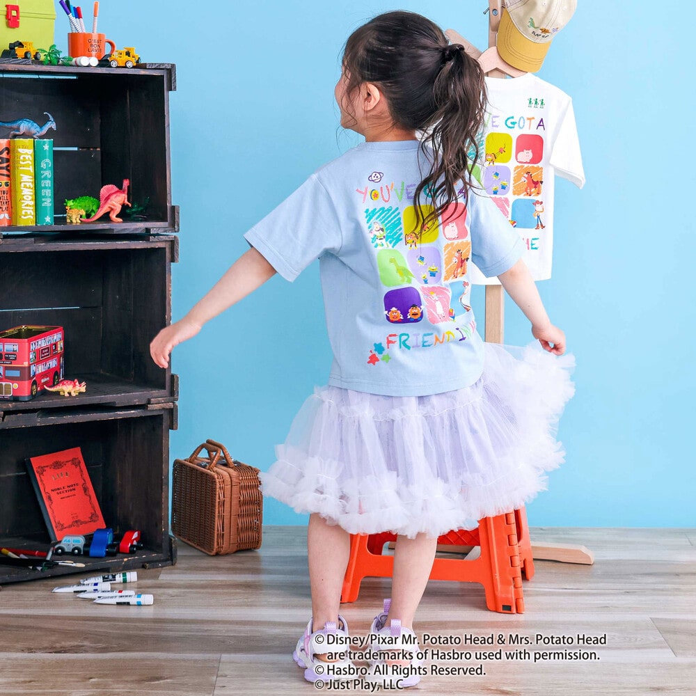 【トイ・ストーリー(Toy Story)コレクション】キャラクターワッペン&バックプリント半袖Tシャツ(80~130cm) ブルー 80cm