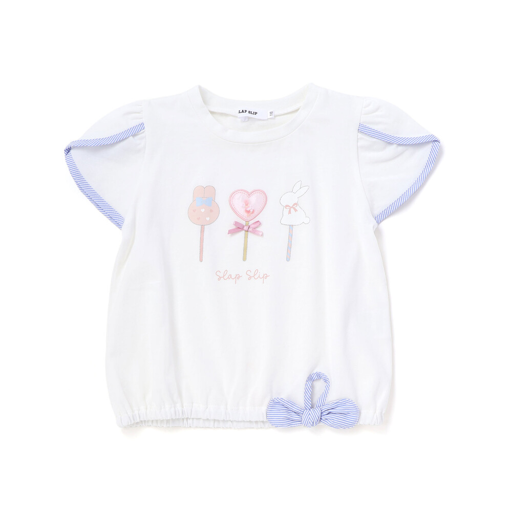 【接触冷感】ドロストペタルスリーブ半袖Tシャツ(80~130cm) ホワイト 80cm