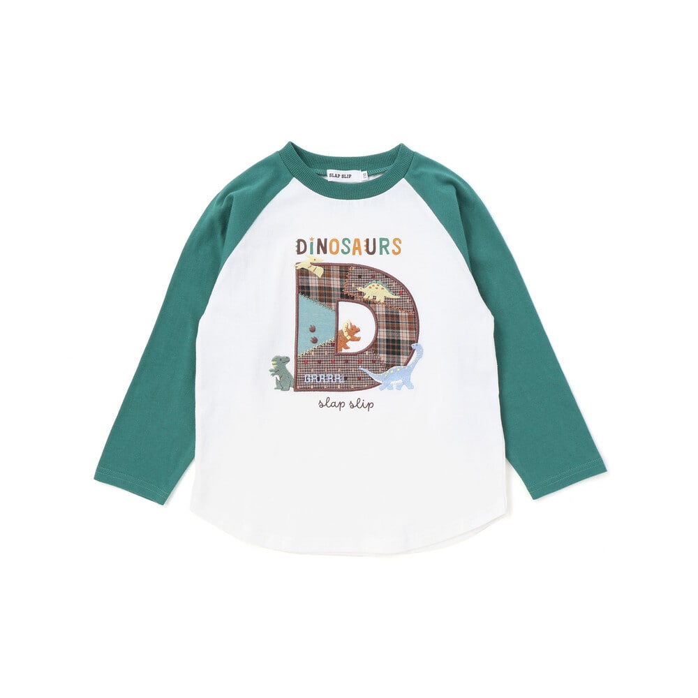 ロゴパッチ刺しゅうラグラン長袖Tシャツ(80~130cm) グリーン 80cm