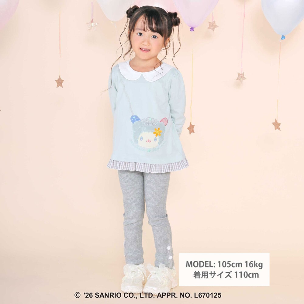 【サンリオキャラクターズxSLAPSLIP】襟付き裾フリル長袖Tシャツ(80~130cm) ピンク 80cm