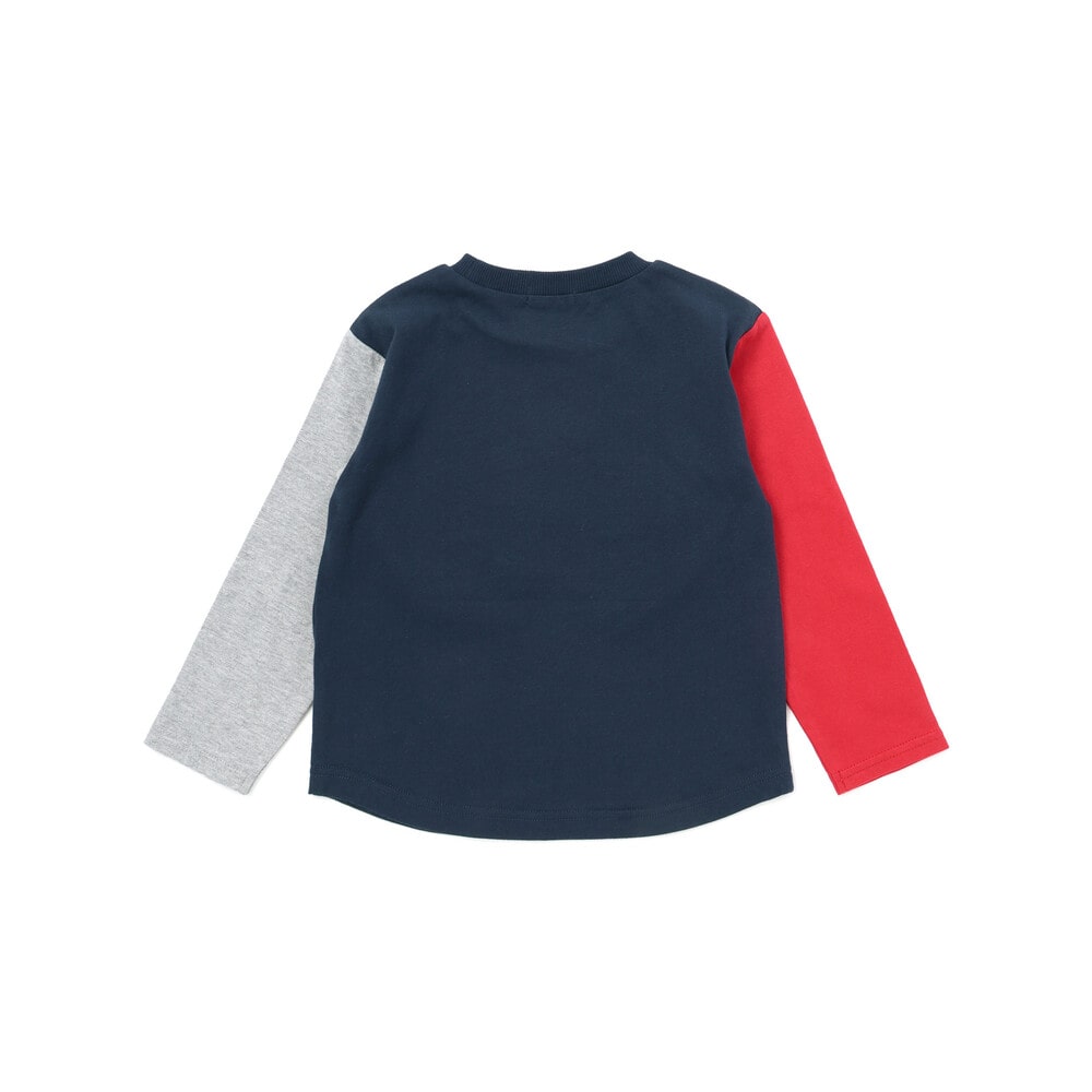 乗り物プリント袖切り替え長袖Tシャツ(80~130cm) ネイビー 80cm