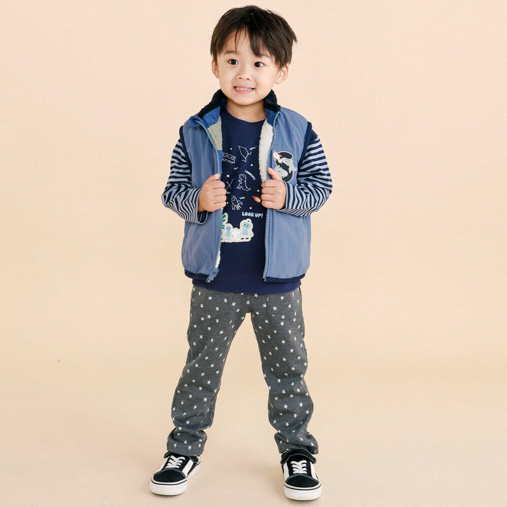 ボーダー切り替え長袖Tシャツ(80~130cm) ネイビー 80cm