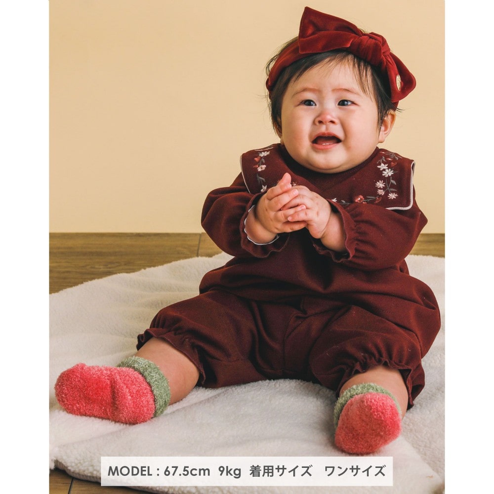 チャーム ベロアフリース リボン カチューム ベビー ネイビー ワンサイズ