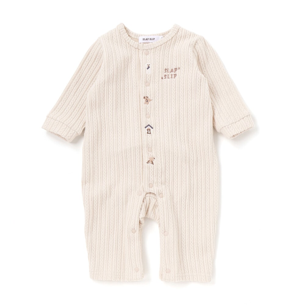 アニマルウサギイヌ恐竜モコモコおしりモチーフロンパース(60~80cm) ベージュ(イヌ) 60cm