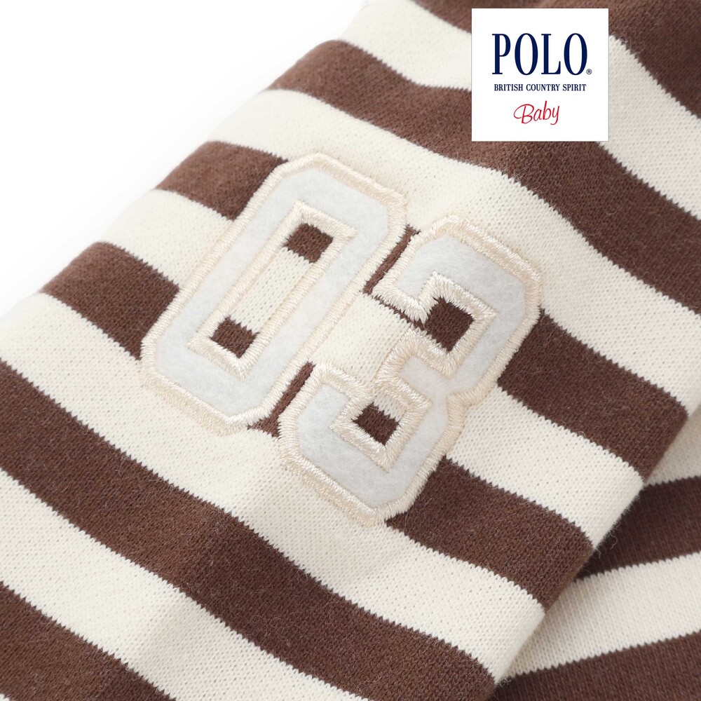 【POLO BCS(ポロ・ビーシーエス)×SLAP SLIP】胸元切り替え裏毛カバーオールベビー(60~80cm) オフホワイト系 60cm